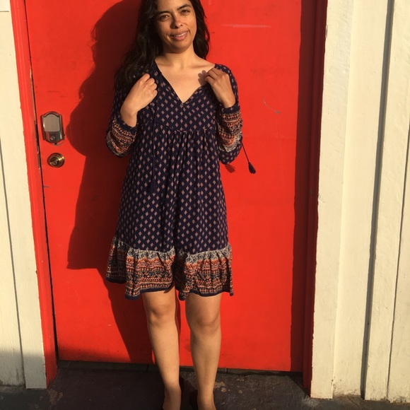 Time and Tru Boho Peasant Paisley Print Dress S - Picture 12 of 16